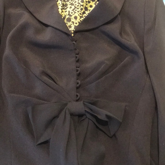 Kay Unger Black Silk Jacket NWOT 4 Fabric Covered Button Front Closure W/Bow - Picture 2 of 5